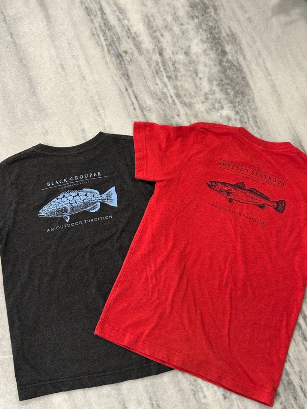 PRODOH Cotton Blend Fish Tees TShirts (2) sz Youth Small 6/9